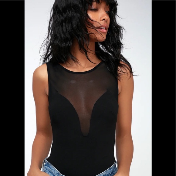 Lulus Tops - Lulu’s La Luneta Black Mesh Bodysuit, size small, NWT